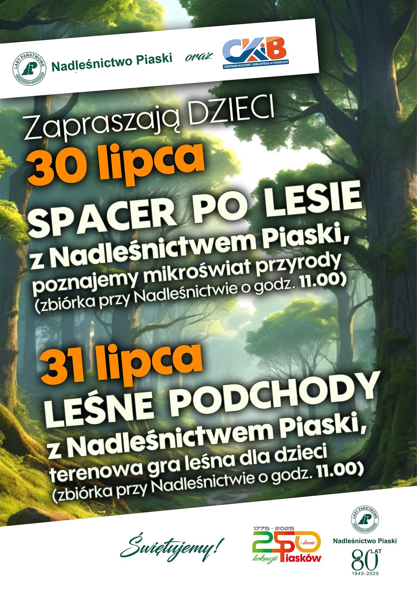 Plakat z informacją o planowanym wydarzeniu (CKiB Piaski)